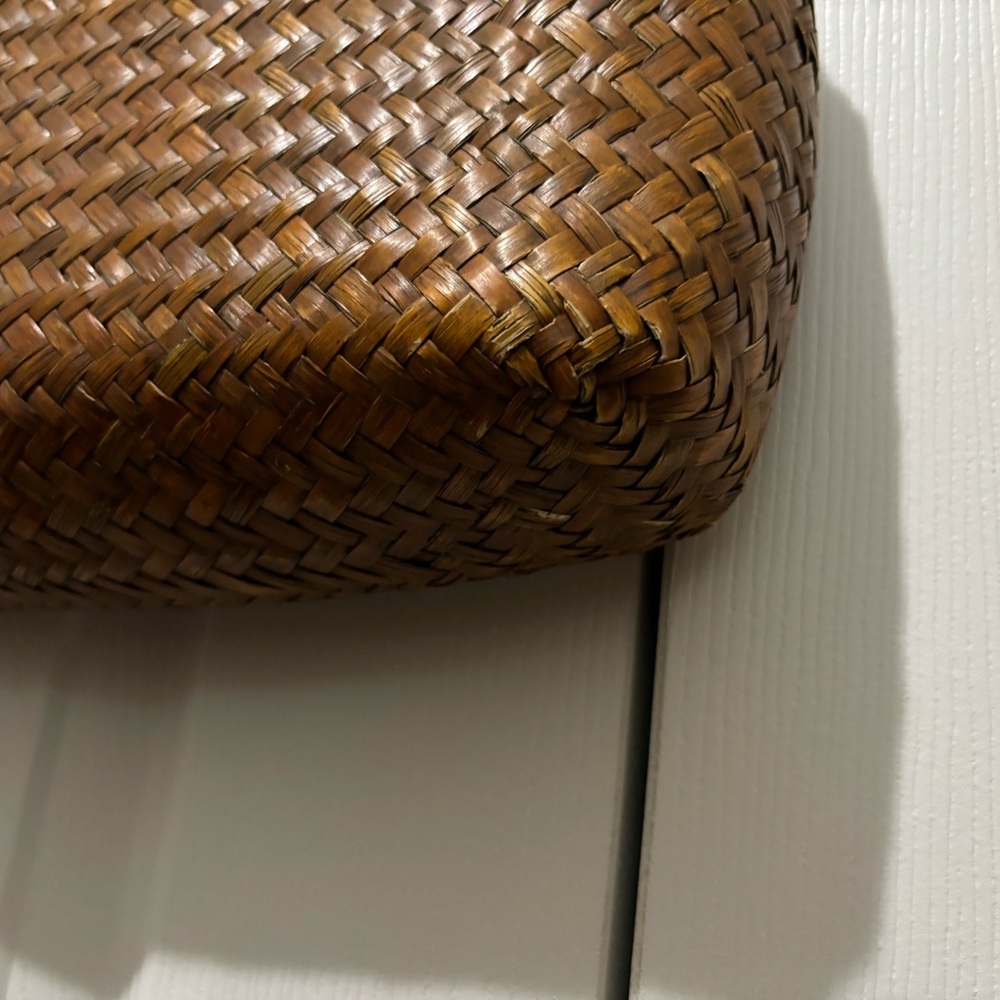 St. John’s Bay Brown Woven Purse with Wood Handles and Bead Accents - Picture 5 of 6